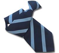 Men's Navy with Broad Sky Blue Stripe Striped Clip On Tie