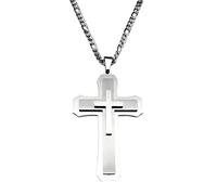 Men's necklace Big Jesus Christian Cross Pendant Necklace for Man Women Silver Color Link Figaro NK Chain Male Jewelry gift