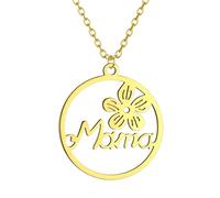 men's necklace Exqusite Jewelry Women's Neckalce Cherry Flower Charm Filigree Mama Letter Round Stainless Steel Pendant Female Choker Mom Gifts