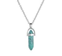 Men's necklace for women，1Pcs Natural Luminous Stone Quartz Crystal Opal Agates Hexagonal Column Pendulum Leather Chains Necklaces Charms Pendant