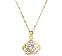 Men's necklace for women，Classic Retro Charm Queen's Crown Micro-Inlaid Necklace Exquisite Personalized Hollow Clavicle Chain