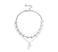 Men's necklace for women，Creative Metal Flying Bird Splicing Choker Necklace for Women Men New Double Layer Stacking Pendant Necklace Jewelry Accessories