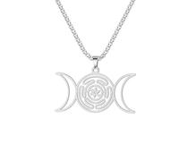 Men's necklace for women，Divination Wheel Altar Necklaces for Women Witch Wicca Sun Triple Moon Goddess Necklace Jewelry