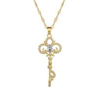 Men's necklace for women，Exquisite and Cute Micro-paved White Water Drop Key Necklace able Retro Temperament Clavicle Chain