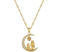 Men's necklace for women，Exquisite Charm Looking At The Bright Moon Heart Necklace Trend Clavicle Chain Jewelry Gift