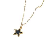 Men's necklace for women，Light luxury and able temperament black five pointed star collarbone chain simple and versatile necklace