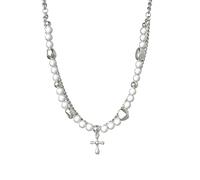 Men's necklace for women，Sharelucky Fluorescent Necklace Pret Double Layered Cross Shape Bracelet Glow In The Dark Luminous Bracelet for Women