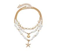 Men's necklace for women，Starfish Conch Pendant Choker Necklace Women Creative White Irregular Stone Chain Aesthetic Jewelry