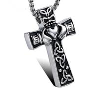 Men's necklace for women，Vintage Irish Celtic Trini Kn Claddagh Cross Pendant Necklace Chain Accessories Items