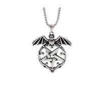 Men's necklace for women，Vintage Wiccan Satanic Penta m Bat Pendant Chains Necklace