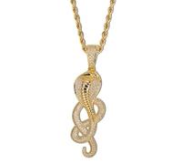 men's necklace Hip Hop Micro Paved Cubic Zirconia Ice Out Glittering Cobra Snake Animal Pendant Necklace Men Rapper Punk Jewelry