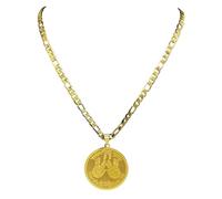 Men's necklace May The Lord Bless You Praying Hand Pendant Necklace For Women Men Gold Color Round Medal Hebrew Hip Hop Jewelry gift