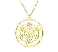 men's necklace Metatron Cube Pendant Necklace for Women Sacred Stainless Steel Geometry Charm Chakra Yoga Male Choker Amulet Jewelry