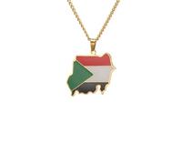 Men's necklace North Sudan Map Flag Necklaces Fashion Republic of Sultan Pendant Chain Patriotic Jewelry Wholesale gift