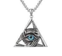 men's necklace Retro God's Eye Triangular Devil's Eye Pendant Necklace Men's Fashion Hip Hop Trendy Cool Jewelry