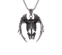 men's necklace Retro Gothic Death Pendant Half Skull Wing Necklace for Men Personalized Cycling Rock Jewelry