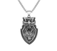 men's necklace,Retro Viking Shield Flying Eagle Wolf Head Pendant Necklace Punk Wolf Necklace For Men Fashion Hip Hop Jewelry,Personalized Gift