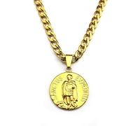 Men's necklace Sanctus Expeditus Medal Pendant Necklace for Men Women Gold Color Catholicism t Hip Hop Chain Jewelry gift