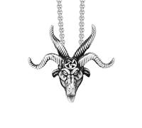 mens necklace silver cross necklace personalised Fashion Goat Head Pendant Necklace for Men Vintage Punk Pentagram Pan God Skull Necklaces Amulet Jewelry Gifts the gift