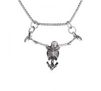men's necklace Silver Plated Captivity Skull Pendant Men's Biker Punk Rock Necklace Gothic Halloween Jewelry Accessory