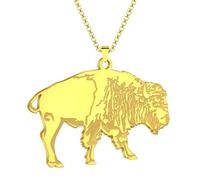 men's necklace Stainless Steel Bison Ornament Large Tiers Giant Buffalo Bison Pendant Necklace for Men and Women