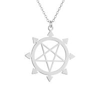men's necklace Stainless Steel Eight Pointed Star Necklace Algol Chaos Inverted Pentagram Silver Plated Pendant Necklace for Men Women