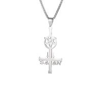 men's necklace Stainless Steel Gothic Inverted Cross Five-Pointed Star Pendant Necklace for Men and Women Fashion Casual Alternative Jewelry