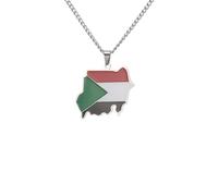 Men's necklace The Republic of Sudan Map Pendant Necklaces Silver Gold Color North Sudanese Flag Ethnic Jewelry Gifts gift