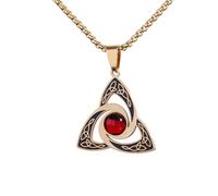 men's necklace Trendy and Stainless Steel Celtic Knot Red Zircon Connected Pendant Jewelry Trendy Punk Style