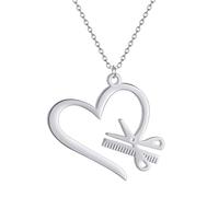 men's necklace Trendy Barber's Scissors Comb Clavicle Choker Stainless Steel Heart Pendant Chains Necklace For Women Men Delicate Art Line Gift