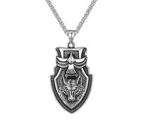 men's necklace,Unique Retro Flying Eagle Wolf Head Viking Shield Pendant For Men Punk Hip Hop Animal Necklace Jewelry Gifts,Personalized Gift