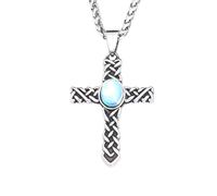 men's necklace,Viking Celtics Knots Cross Pendant Necklace For Men Women Gemstone Necklaces Nordic Amulet Jewelry,Personalized Gift