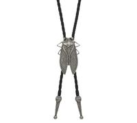 Mens Necklace | Vintage Faux Leather Tie, Cicada Necktie | for Costumes, Cosplay Accessories, Waiter, Staging, Travel, Workplace