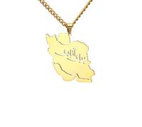 Men's necklace Woman Life Freedom Iran Map Necklace Arabic Letter Pendant Chain Choker Necklace Jewelry collar hombre gift