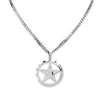 Men's necklace, women's fashion 2024 Hammer and Sickle Anarcho Communism Silver Color Pendant Necklace for Women/Men Marxism Pin Unionism