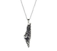 Men's necklace, women's fashion Israel Map Rooted Tree Necklace Pendant Choker Israel Plant Pattern Map Frame Charm Jewelry Gifts