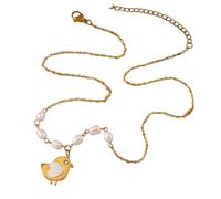 men's necklaces,40cm Chain Necklace In Gold Plated With Freshwater Pearl And Cute Chicken Pendant Necklaces Choker For Women