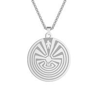 men's necklaces，Amulet Maze Labyrinth Pendant Necklace For Men Jewelry Minimalist Amulet Silver Necklace Boys Gift