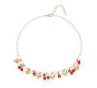 men's necklaces friendship necklace Enchanting HeartShaped Strawberry Pearl Necklace: A Fashionable Accessory for Girls and Women Exuding Sweetness and Elegance.