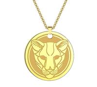 men's necklaces friendship necklace Gold Plated Disc Lioness Head Pendant Gold Plated Animal Necklace Charm African Lion Jewelry Men Women