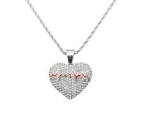 men's necklaces friendship necklace Hip Hop Iced Out Heart Pendant With Rope Chain Gold Color Cubic Zirconia Tennis Necklace Women Men Jewelry Gift