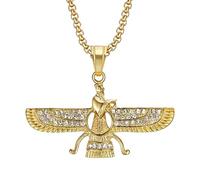 men's necklaces friendship necklace Hip Hop Iced Out Iran Ahura Mazda Faravahar Pendant Gold Color Zoroastrian Necklace for Women Men Jewelry Gift