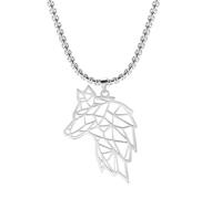 men's necklaces,Men Wolf Head Pendant Necklace Amulet Golden Statement Long Box Chain Necklaces Jewelry Gift for Friend