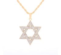 men's necklaces Men's Jewish Religious Jewelry Israeli Star of David Pendant Hip Hop Zircon Shield of David Hexagonal Necklace thankyou teacher gifts
