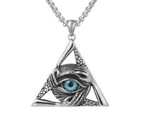 men's necklaces,Retro God's Eye Triangular Devil's Eye Pendant Necklace Men's Fashion Hip Hop Trendy Cool Jewelry