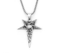 men's necklaces，Trendy Five pointed Star Devil's Eye Pendant Necklace Charming Men's Necklace Retro Jewelry Accessorie Festival Gift