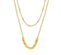 men's necklaces,Two-layer Thin Chain Necklaces For Women Gold Plated Non Tarnish Women's Multi Small Square Pendant Necklace