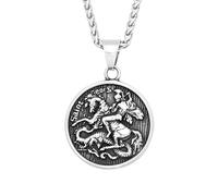 men's necklaces，Vintage Saint George Pendant Necklace For Men Punk Knight Templar Crusader Necklace Biker Jewelry