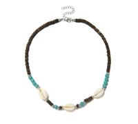 men's necklaces,Wood Turquoise Beaded Necklace for Women Ethnic Boho Shell Charm Short Neck Chains Girl Handmade Mixed Beads Choker Necklace New
