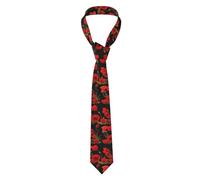 Men's Necktie Red Poppy Flowers Colorful Floral Abstract Black Polyester Novelty Skinny For Wedding Party Groom Groomsmen Tie